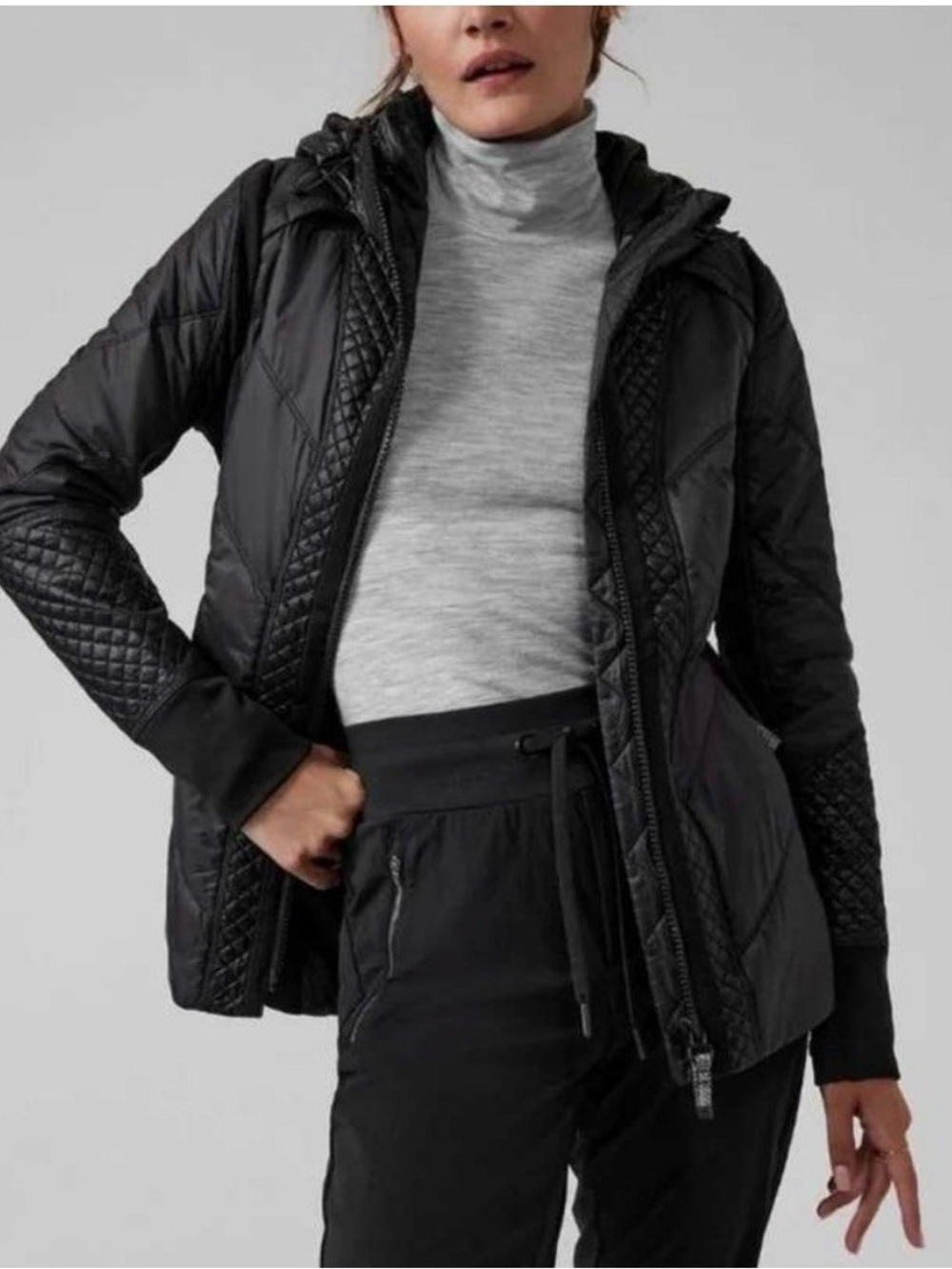 Athleta Rock Ridge PrimaLoft Jacket Quilted Puffer Black Small